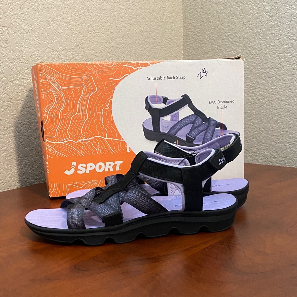(CLEAR OUT PRICE!!!) Jsport Women's Sports Sandal - Adjut/Straps  Black/Purple